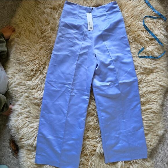 NWT Zara Light Purple/blue Satin Effect Wide Leg Pants Size Medium - Picture 4 of 12